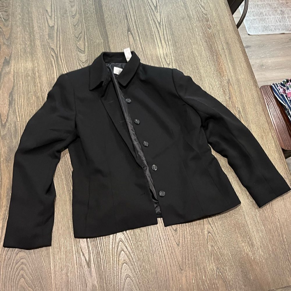 Emma James Liz Claiborne Button-Front Blazer Jacket Classic Fit Black Size 12